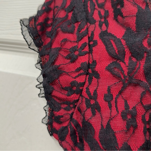 Switchblade Stiletto Red & Black Lace Bodycon Maxi Dress - Picture 4 of 12